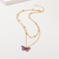 Double Bead Chain Colorful Butterfly Necklace Dreamy Butterfly Clavicle Chain Trendy Women's Jewelry Short Chain