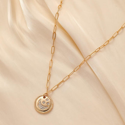 Niche Fashion Simple Personality Ladies Metal Moon Star Coin Pendant Necklace