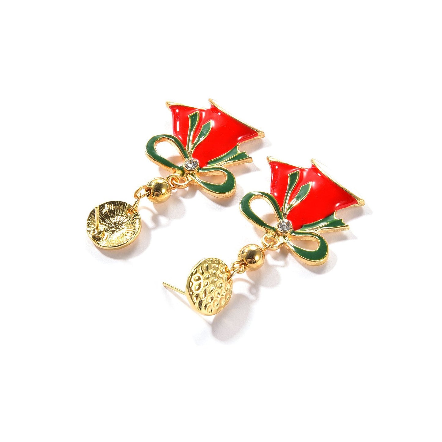 Ornament red dripping oil Christmas bell pendant earrings ladies Christmas earrings earrings