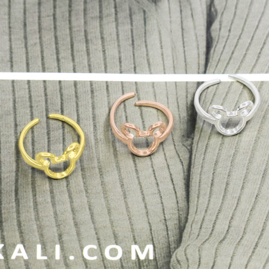 Fashion Jewelry Sweet Beauty Cute Cartoon Mickey Mickey Mouse Open Ring Electroplating Gold Silver