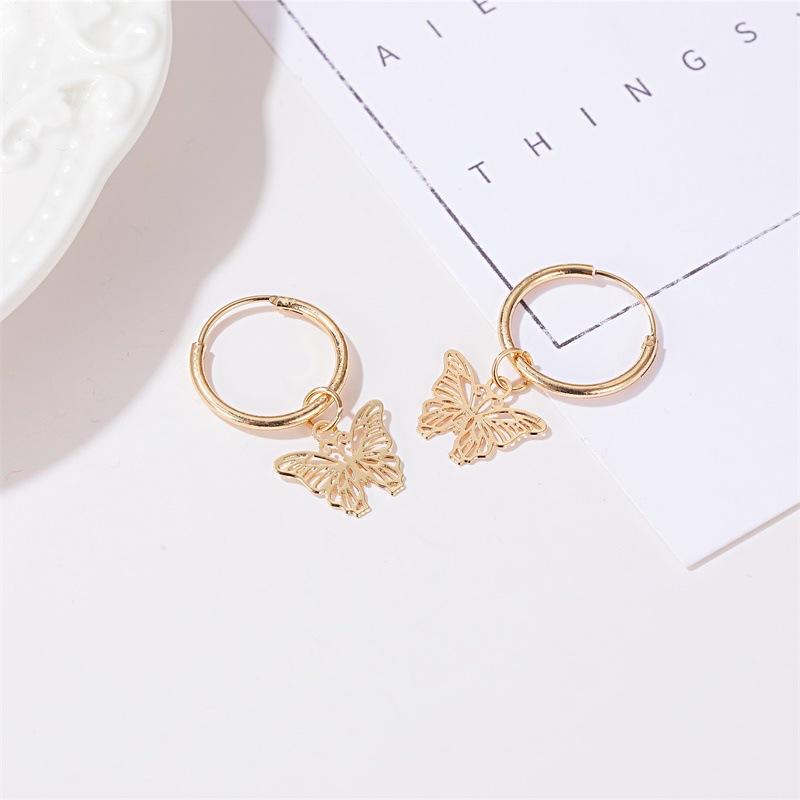 Earrings Frosty Simple Sweet Butterfly Earrings Female French Temperament Hollow Insect Earrings