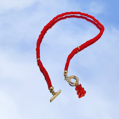 Jewelry Cute Cartoon Versatile Clavicle Chain Niche Simple Color Transparent Juice Bear Necklace