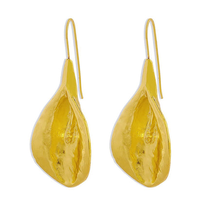 E1356 Jewelry Geometric Irregular Leaf Earrings Hong Kong Exaggerated Trendy Metal Earrings Female