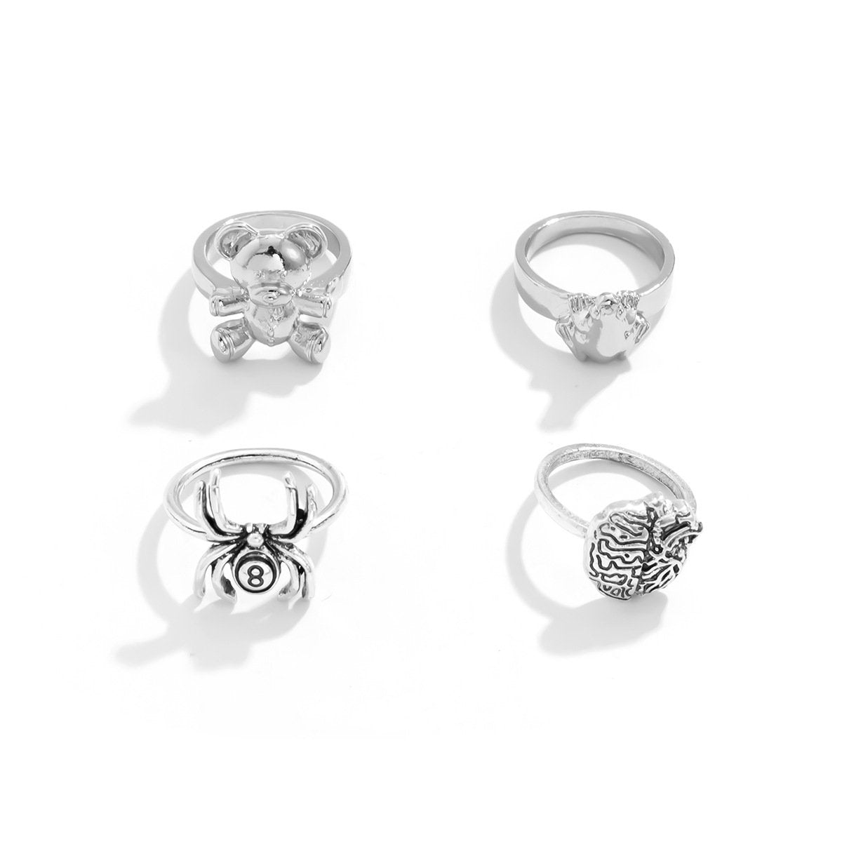 Jewelry punk retro multivariate frog puppet bear ring cool metal spider ring