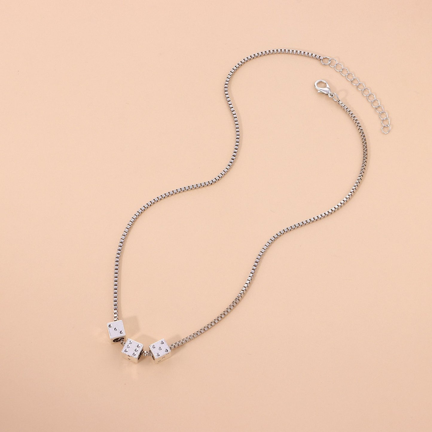 Jewelry Fashion Fun Alloy Dice Necklace Female Punk Temperament Popular Dice Necklace