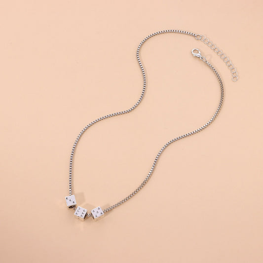 Jewelry Fashion Fun Alloy Dice Necklace Female Punk Temperament Popular Dice Necklace