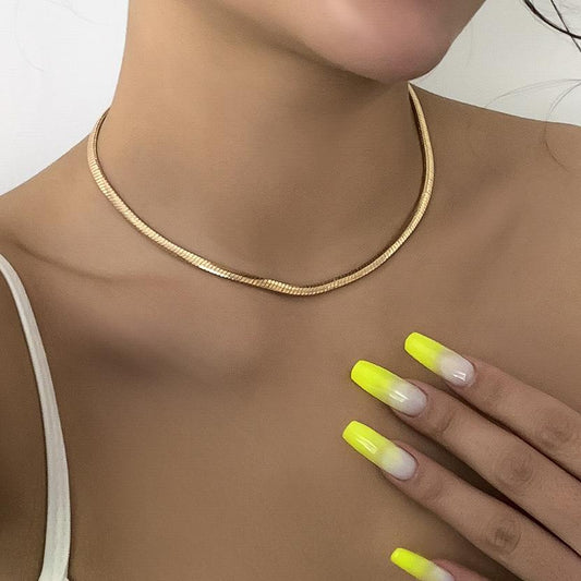 Jewelry Versatile Metal Niche Clavicle Necklace Simple Sweet Cool Snake Bone Chain Single Layer Necklace Female