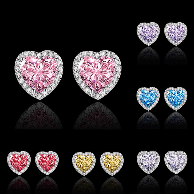 Summer Fashion Light Luxury Jewelry Heart Diamond Earrings Female Niche Design Sense Crystal Earrings Jewelry