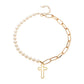 Jewelry Fashion Pearl Chain Cross Necklace Ladies Punk Retro Exaggerated Short Pendant