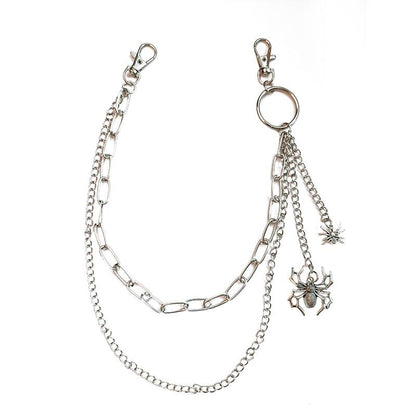 Explosive double-layer Halloween spider decoration waist chain body with punk hip-hop metal pants chain