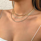 Jewelry Simple Metal Thin Chain Necklace Set Women's Stacked Geometric Claw Chain Diamond Clavicle Necklace
