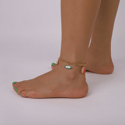 A13 Fashion Metal Anklet Cosmic Demon Eye Gossip Drop Oil Creative Simple Foot Jewelry