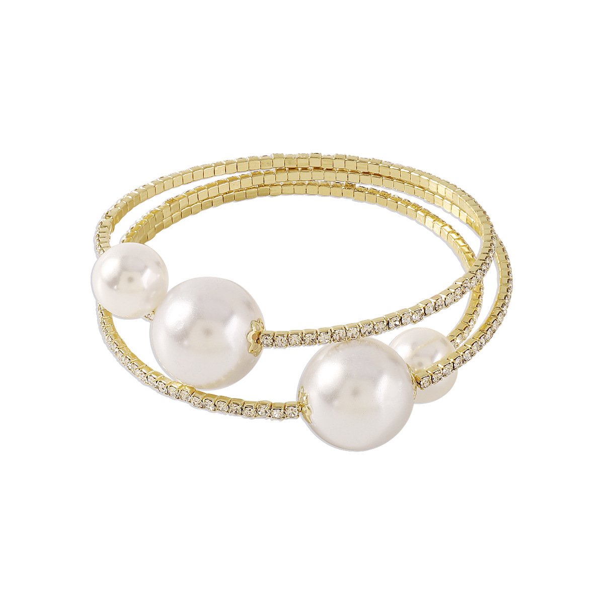 B1938 net red elastic circle bracelet imitation pearl rhinestone temperament small fragrance elegant fashion bracelet female