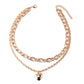 Fashion Metal Love Double Layer Necklace Versatile Simple Ladies Peach Heart Clavicle Sexy Necklace