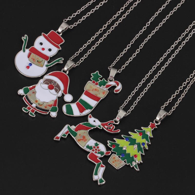 Jewelry Fashion Creative Snowman Christmas Tree Necklace Socks Fawn Pendant Christmas Necklace