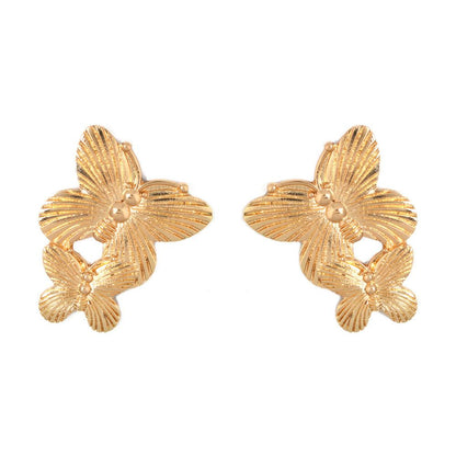 2E5642 Magnesium base fashion exaggerated metal texture butterfly multi-layer wings creative alloy earrings