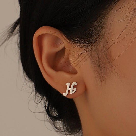 ins English letter earrings set retro fashion temperament hollow love H letter pendant clavicle chain