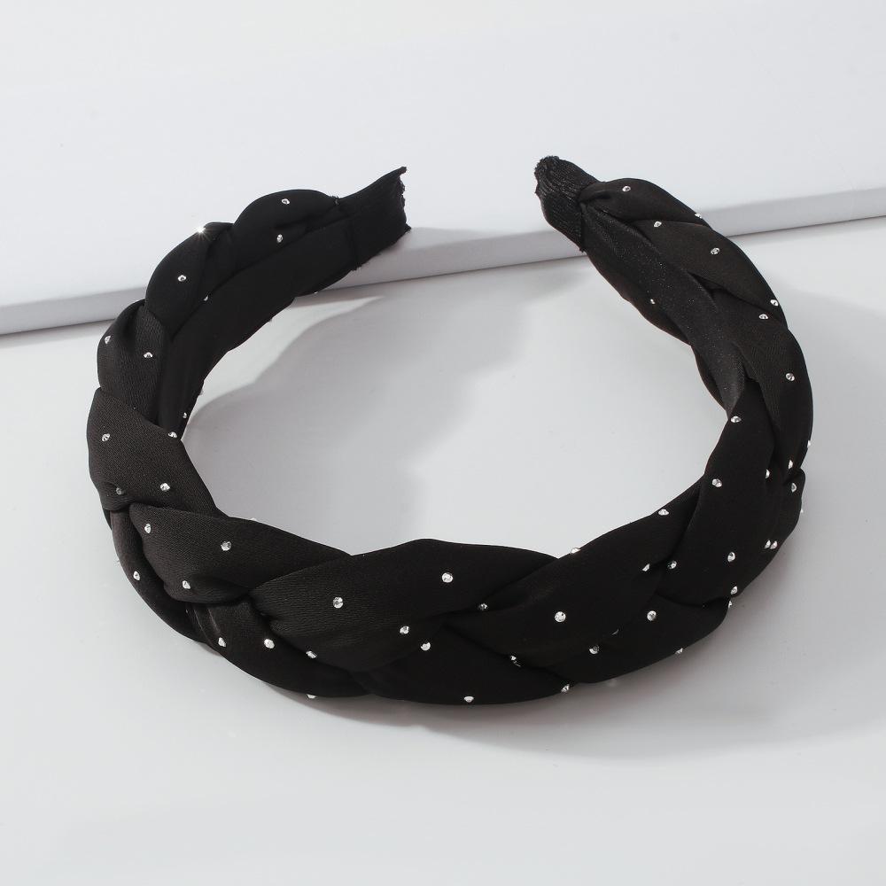 F3911 Simple hair accessories, fashion, personality, creative twist braids, diamond-studded fabric headbands for women