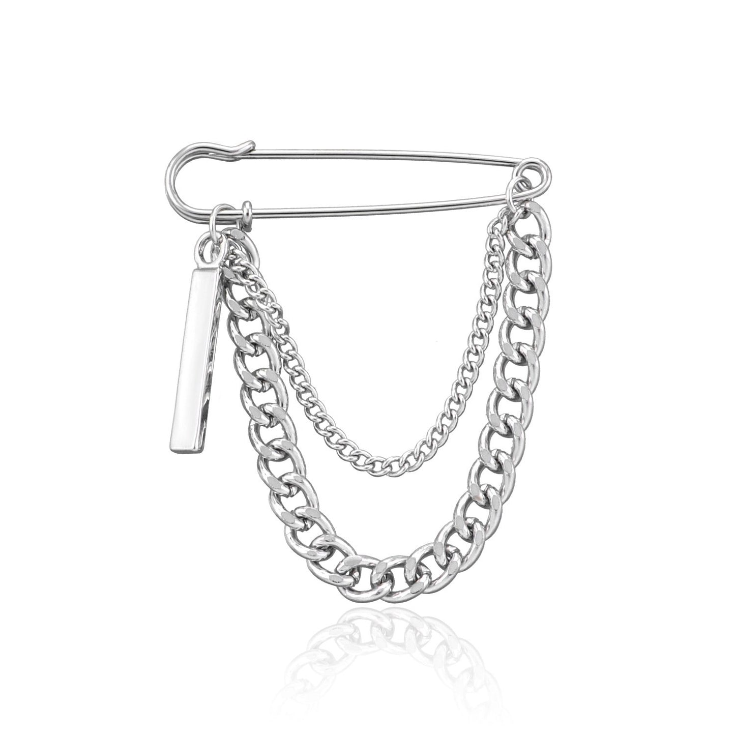 ins Harajuku cool chain pin brooch street fashion metal decoration hip-hop western clothing for men and women