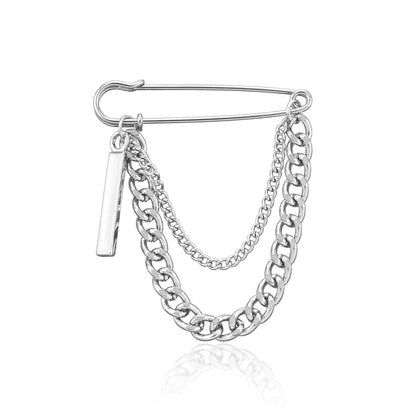 ins Harajuku cool chain pin brooch street fashion metal decoration hip-hop western clothing for men and women