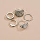 Fashion Resin Accessories Knuckle Ring Vintage Ethnic Alloy Pattern Ring Multi-Piece Set Accessories