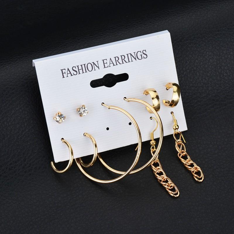 Earring Set Personalized Circle Crystal Earring Set 5-Piece Set