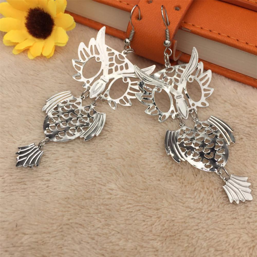 Owl Earrings Metal Cutout Earrings Exaggerated Women's Earrings Night Party Favors