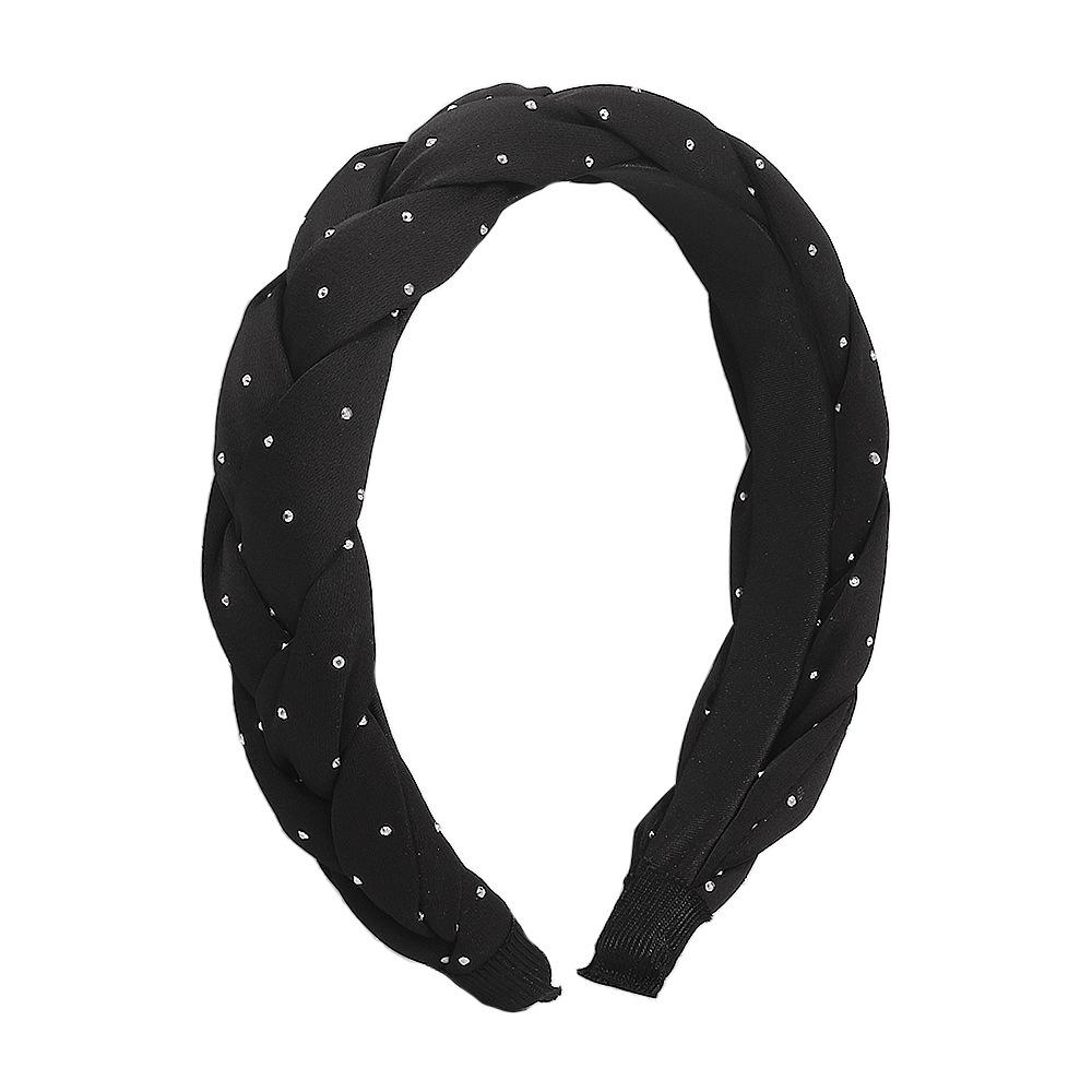 F3911 Simple hair accessories, fashion, personality, creative twist braids, diamond-studded fabric headbands for women