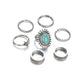 Vintage Ethnic Turquoise Ring Fashion Alloy Multi-Piece Knuckle Ring Finger Ring Accessories