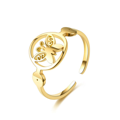 Popular Jewelry Live Mouth Adjustable Titanium Steel Ring Fashion 18K Gold Simple Ring