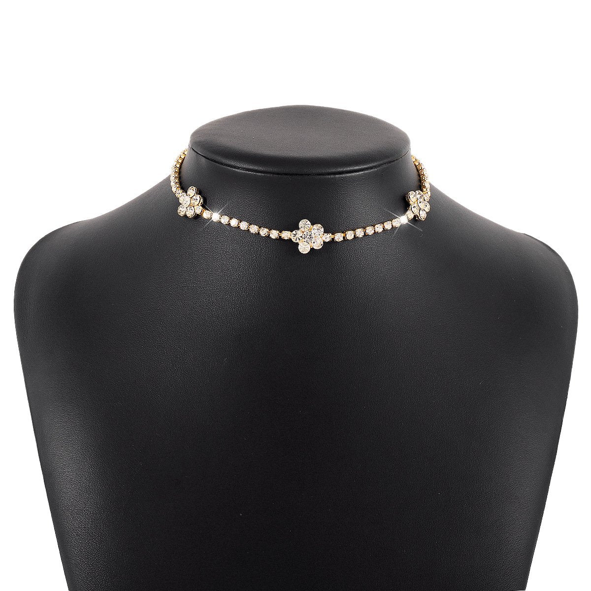 N1649 Temperament single-layer necklace claw chain rhinestone flower light luxury necklace simple personality show necklace