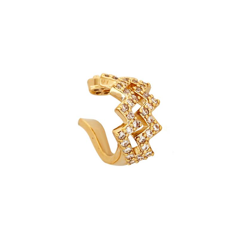 Ins same paragraph diamond ear clip retro wavy line without pierced earrings temperament net red metal copper earrings