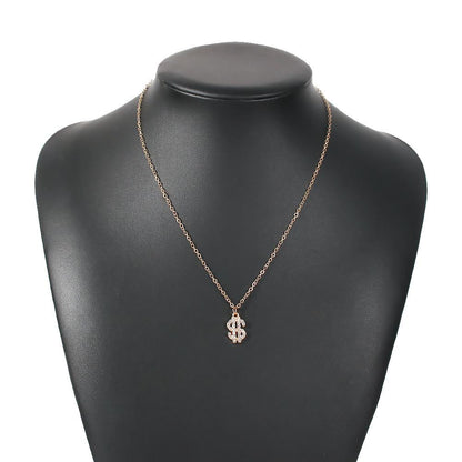 N7853 creative pendant dollar gold character diamond clavicle chain supply simple necklace