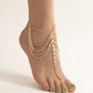 Beach temperament imitation crystal multi-layer tassel chain foot decoration national bride finger metal anklet