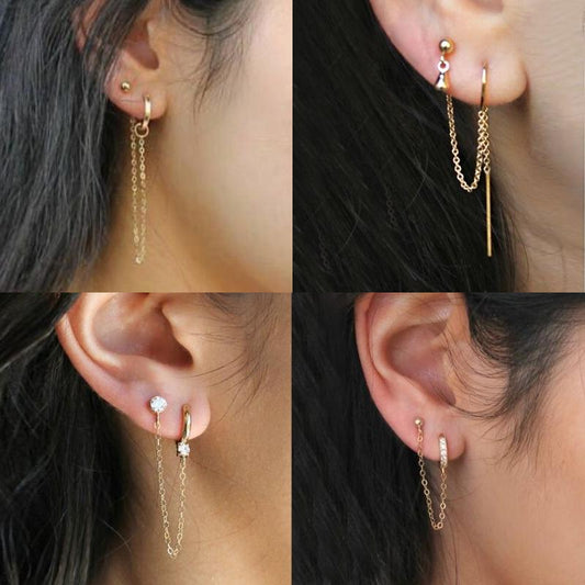 Earrings Personality Simple Ear Studs Ear Clip One-piece Earrings Cold Single Tassel Earrings