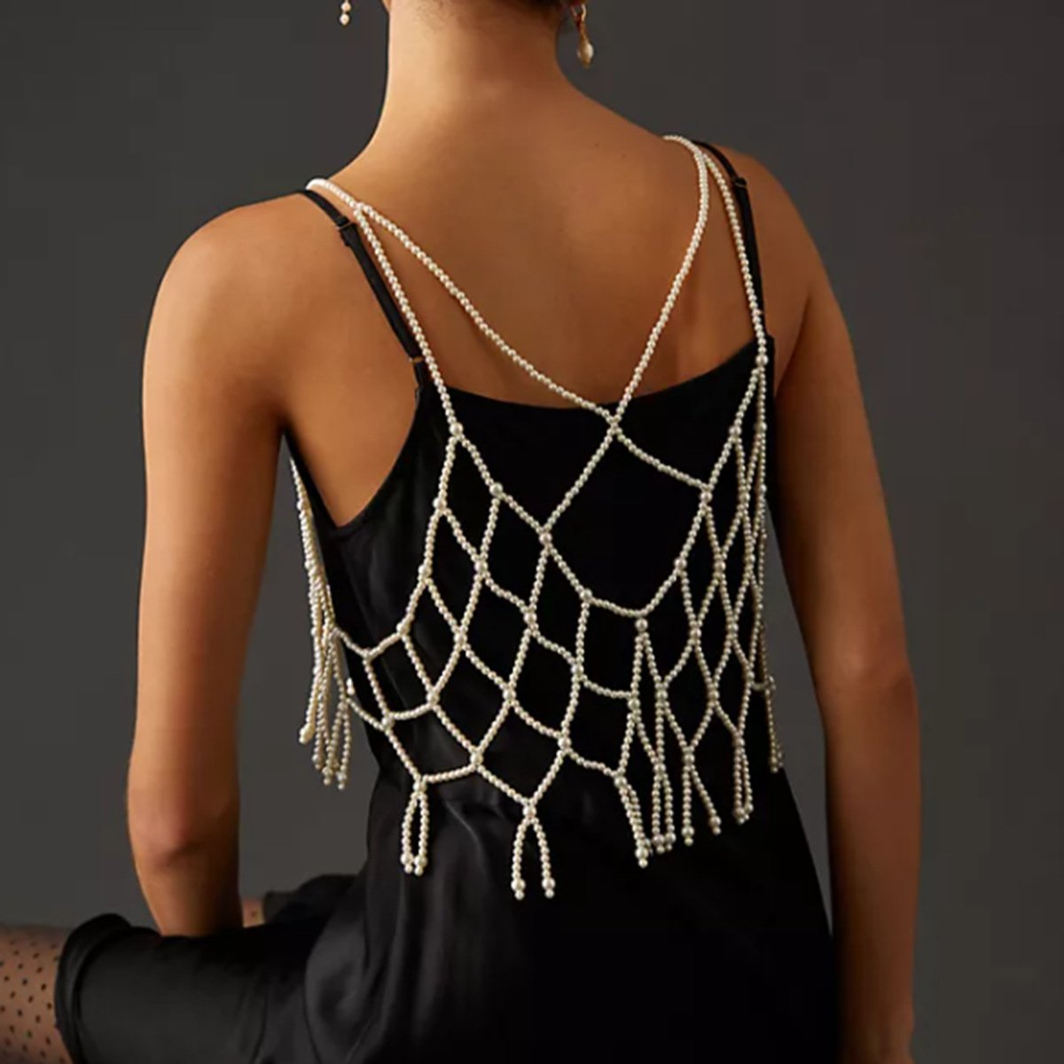 C418 Jewelry Sexy Pearl Tassel Exaggerated Body Chain Retro Net Red Atmospheric Elegant Accessories