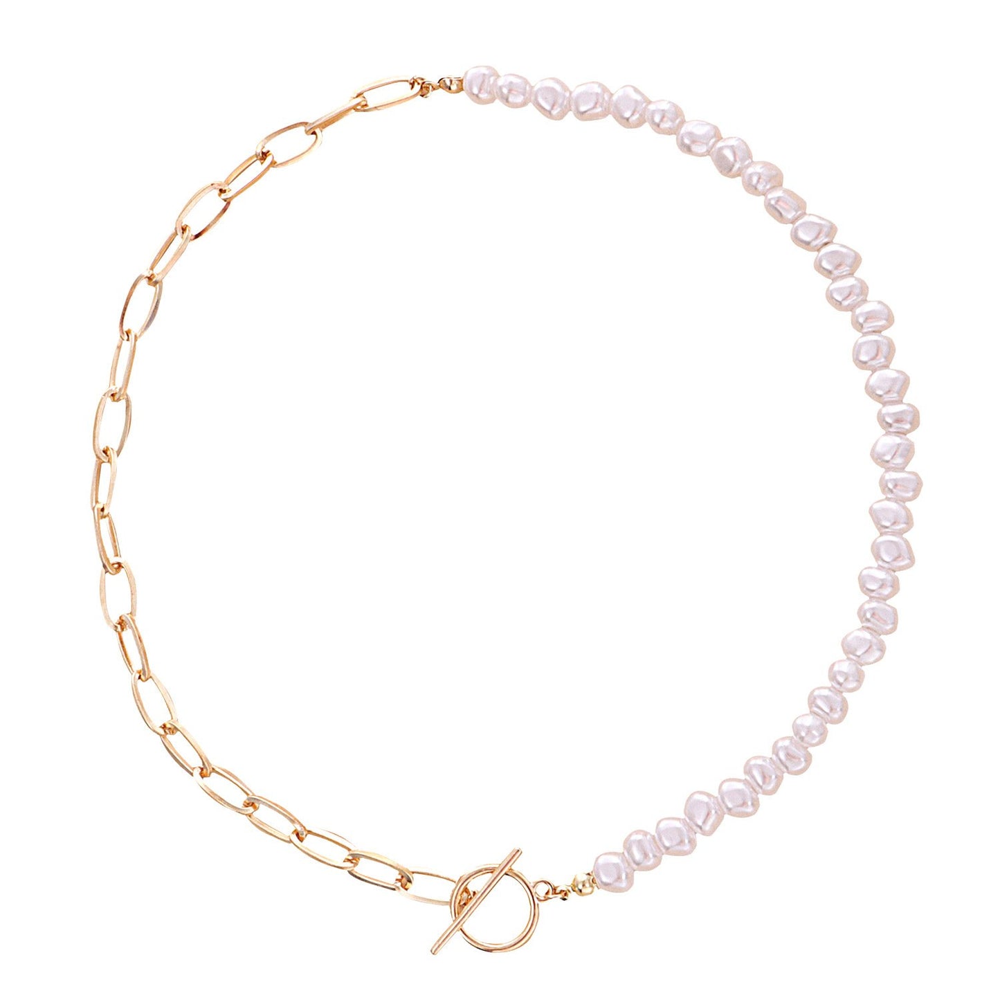Jewelry Fashion Trendy OT Buckle Shaped Pearl Necklace Women's Geometric Simple Small Hole Chain Necklace