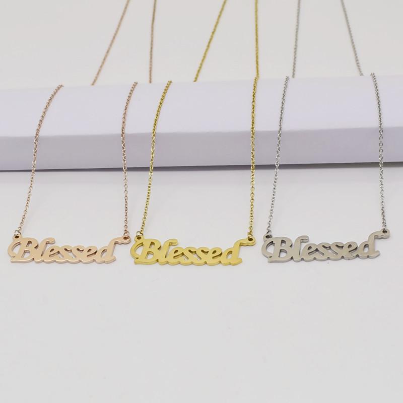 Blessed Necklace Simple Creative Alphabet Pendant Lucky Couple Gift