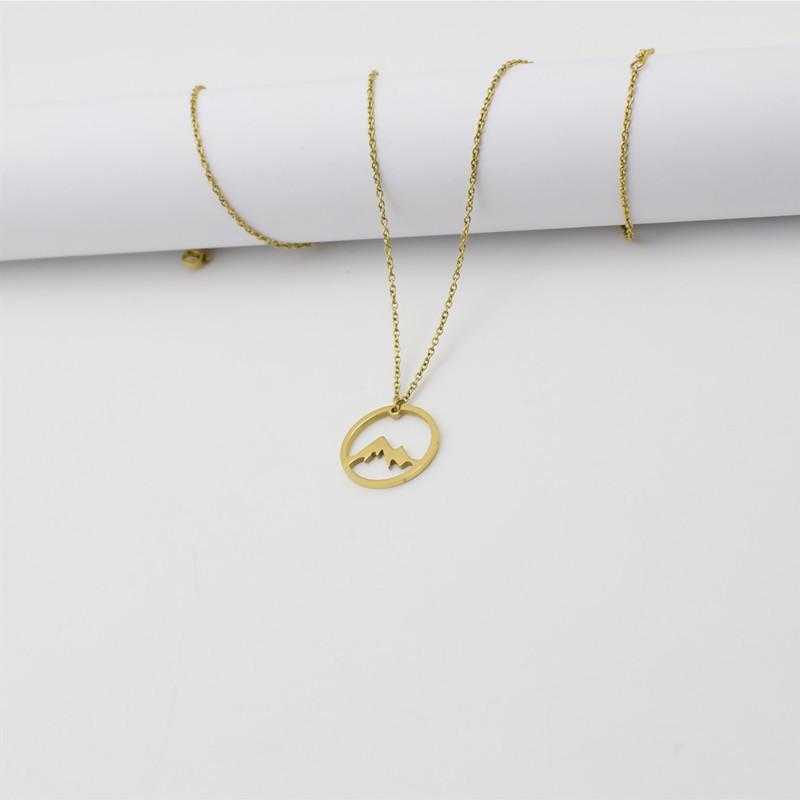 Hollow Mountain Necklace Round Mountain Charm Titanium Steel