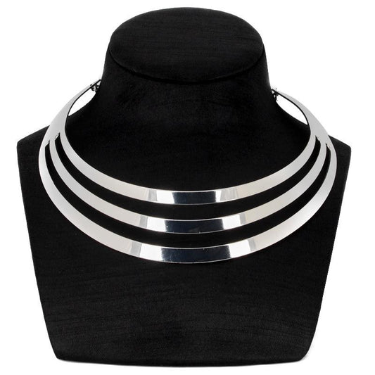 Fashion exaggerated metal hollow three-ring collar catwalk necklace clavicle chain jewelry