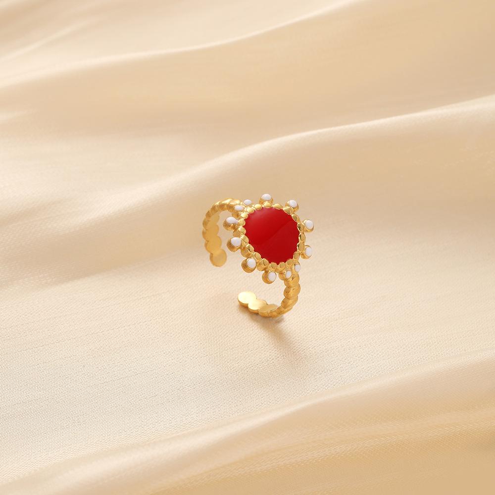 Simple light luxury niche design ladies simple stainless steel opening adjustable sun dripping oil ring