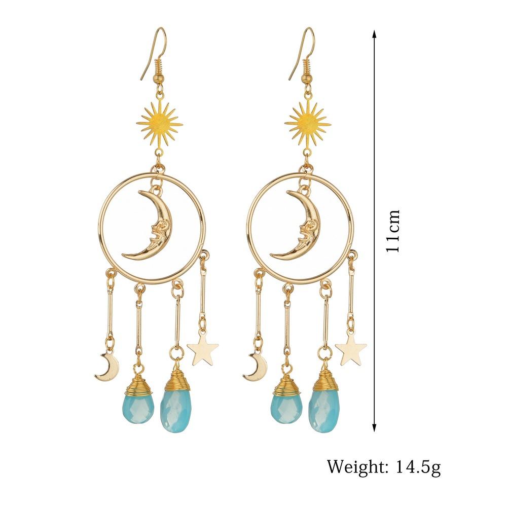 Bohemia Exaggerated Crystal Earrings Fashion Alloy Moon Star Earrings Accessories