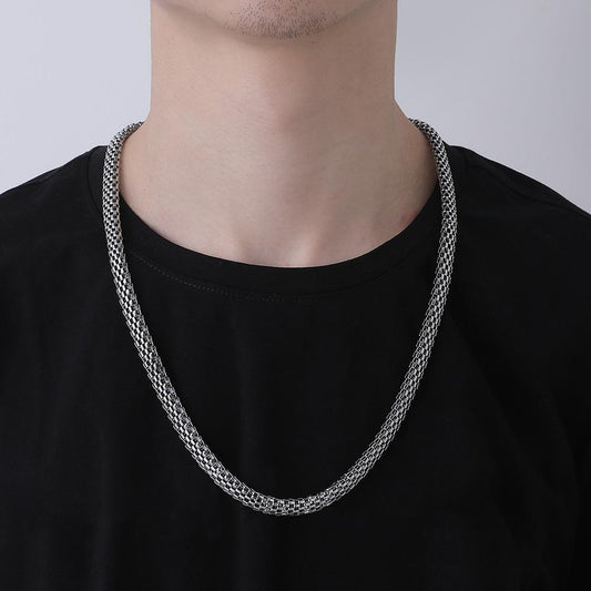 Punk trend personality domineering all-match men's simple metal round mesh chain necklace neck chain