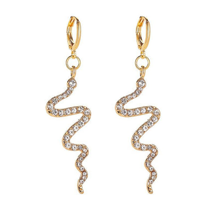 Earrings Creative Snake Earrings Women's Frosty Long Diamond Earrings Personality Simple Wave Earrings