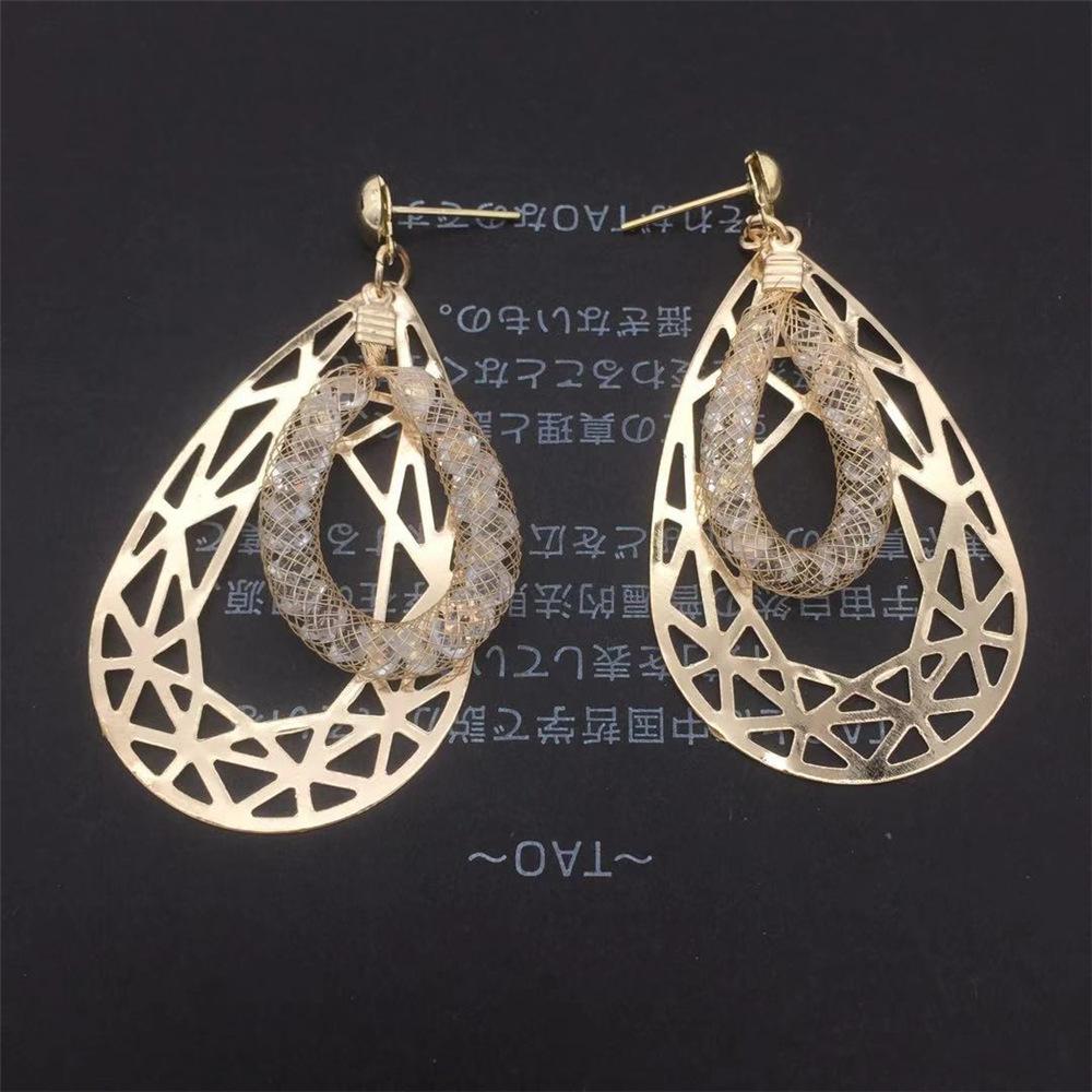 Hollow water drop bird's nest earrings imitation zircon earrings water drop earrings female earrings