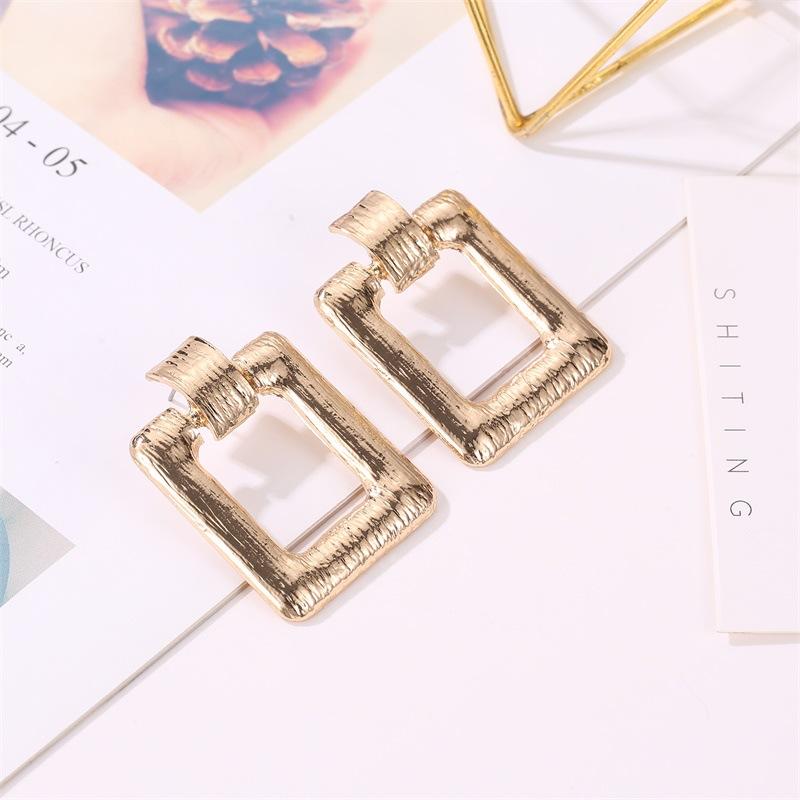 Earrings Simple Metal Brushed Earrings Stud Earrings Fashion Square Retro Earrings