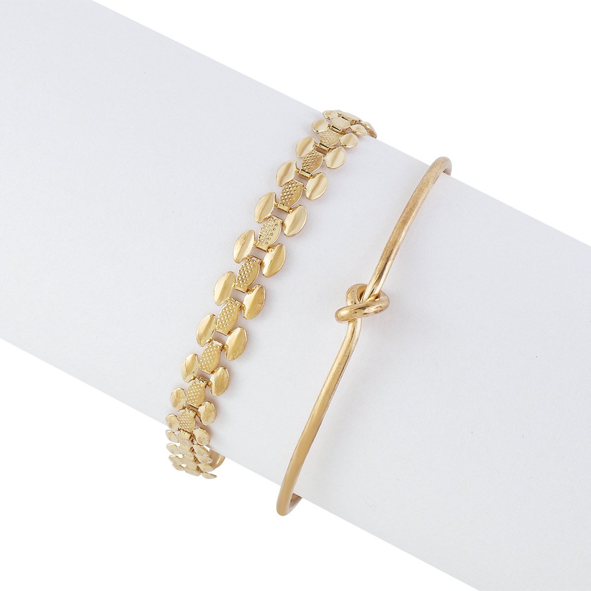 B1769 Jewelry Simple Metal Bracelet Set Personality Geometric Knotted Fashion Creative Bracelet