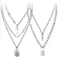 Cross-section personality retro multi-piece chain necklace simple lock sweater chain necklace female