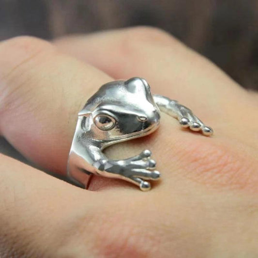 Exaggerated metal opening frog ring ins personality cold adjustable ring jewelry men and women