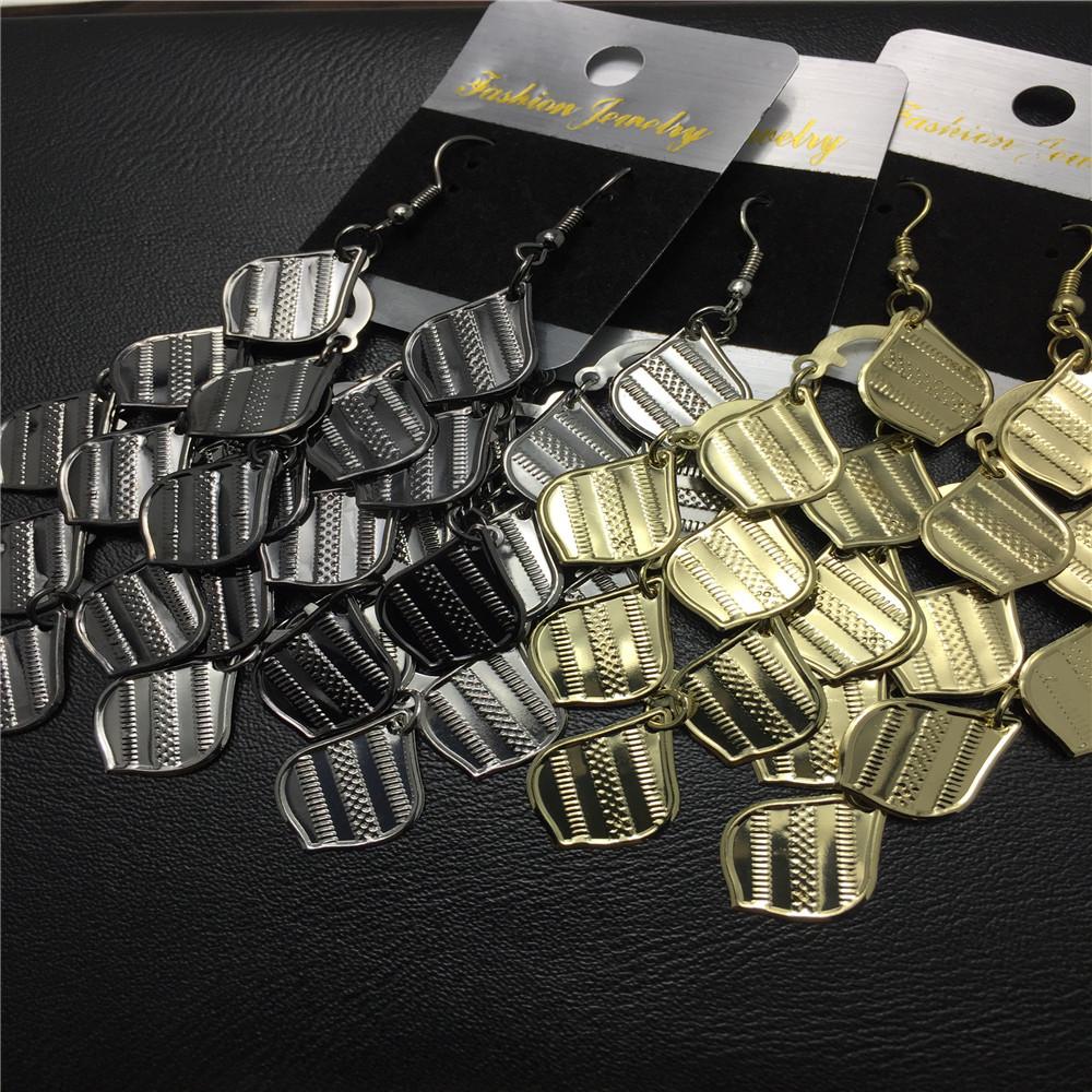 Fashionable retro personality rhombus small corrugated leaf metal sheet ladies earrings popular earrings